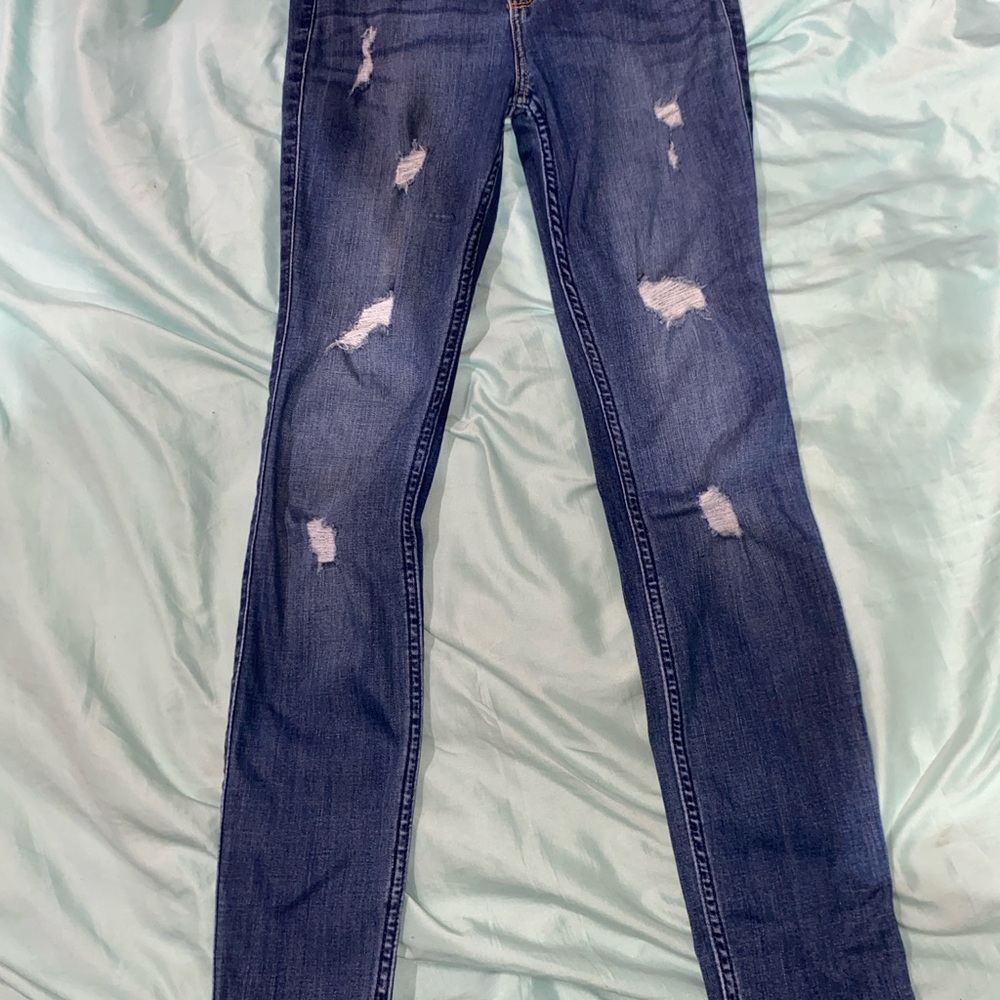 Hollister Women's Dark Blue High-Rise Super Skinny Jeans